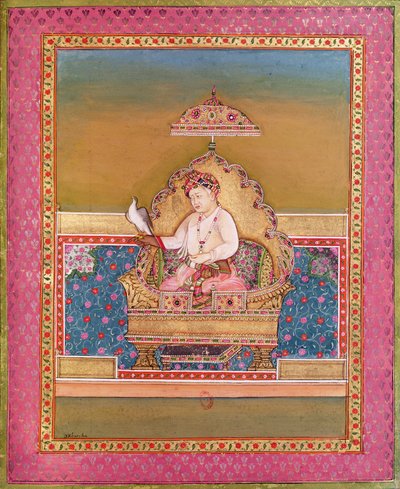 Akbar (1556-1605) da un album di ritratti di imperatori Mughal a Delhi, 1774 da Indian School
